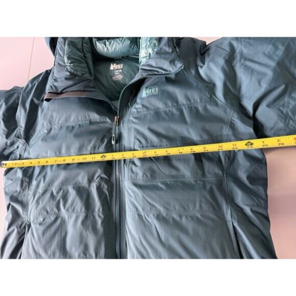 REI Stormhenge 850 Goose Down Parka Womens Sz L Teal Hydrowall Waterproof Jacket - Picture 6 of 13